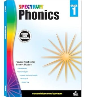 Spectrum Grade 1 Phonics Workbook, Ages 6 to 7, Phonics Workbook Grade 1, Vowel, Consonant, Ending Sounds and Pairs, Letters, Words, and Sentence Writing Practice - 160 Pages