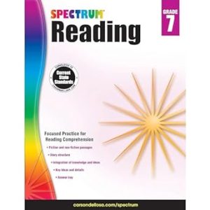 Spectrum Reading Comprehension Grade 7, Ages 12 to 13, 7th Grade Reading Comprehension Workbooks Covering Nonfiction and Fiction Passages, Analyzing and Summarizing Story Structure