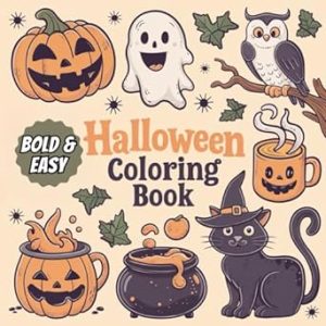 Halloween Coloring Book: Bold & Easy Designs for Kids and Adults | Featuring 40 Simple Designs to Color and Relax