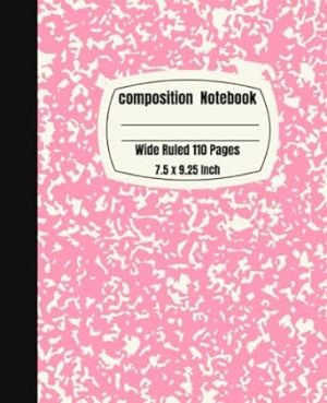 Composition Notebook Wide Ruled 110 Pages: Composition Book, 7.5 x 9.25 Inches Wide Rule, Pastel Color Notebook, Marble Pink Color, School And Office Supplies, 110 Pages