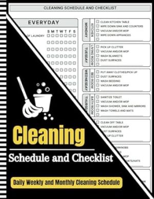 cleaning schedule and checklist: Daily Weekly and Monthly Cleaning Schedule | Household Chores with Check Lists - 8,5x11 in