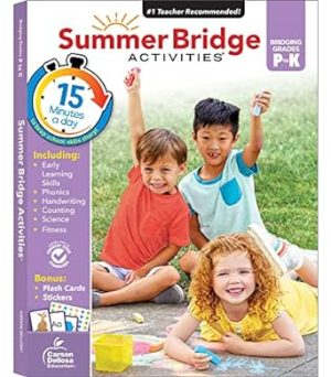 Summer Bridge Activities Preschool to Kindergarten Workbooks, Phonics, Handwriting, Math, Early Learning Summer Learning Activities, Kindergarten Workbooks All Subjects With Flash Cards
