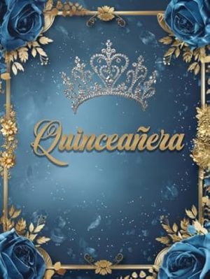 Quinceñera Quince Años: Rosas azules con corona de princesa dorada y plateada | Libro de visitas Cumpleaños de 15 años | Libro de registro de inicio ... para quinceañeras | (Spanish Edition)