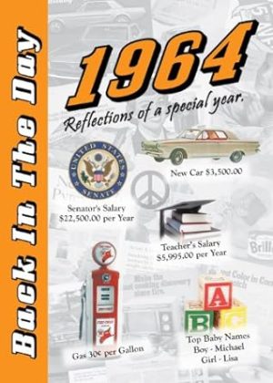 1964 Back In The Day - 24-page Greeting Card / Booklet with Envelope (5 x 7 Size) – Great for Birthdays, Anniversaries, Reunions, Graduations, Client & Corporate Gifts