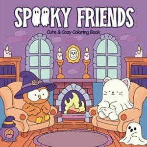 Spooky Friends: Cozy Coloring Book for Adults & Teens Featuring Cute Goth Animal Characters in Simple and Easy Designs