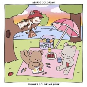 Berrie Coloring Summer: Cute and Cozy Coloring Book for Kids & Adults Featuring Easy to Color Animal Illustrations and Adorable Scenes (Cute & Cozy Coloring Books)