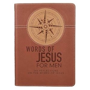 Words of Jesus for Men Daily Devotional Brown Vegan Leather