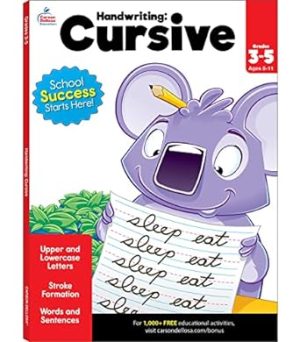 Carson Dellosa Cursive Handwriting Workbook for Kids, Grades 3-5 Cursive Letter Tracing Book, Cursive Handwriting Practice and Letter Tracing for Beginners Workbook for Homeschool or Classroom