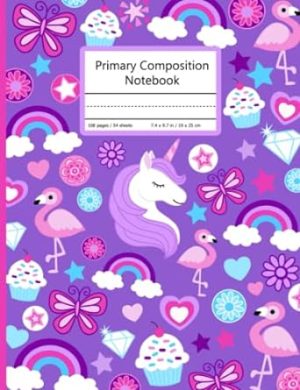 Primary Composition Notebook: Draw and Write Journal for Grades K-2 with Dotted Midline and Picture Space