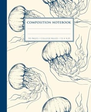 Composition Notebook College Ruled: Vintage Jellyfish Composition Notebook | Wide-Ruled Lined Paper Journal for School, College, Office, Work | 110 Pages (7.5 x 9.25)