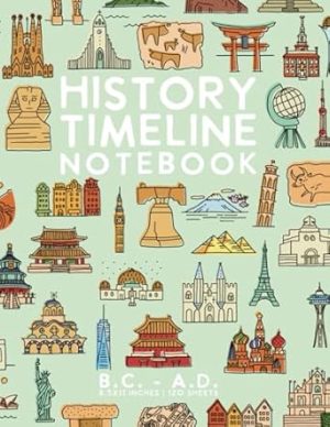History Timeline Notebook (BC-AD): A Book of Centuries to Record Historical Studies by schoolnest (Seafoam Doodle Series)