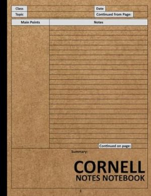 Cornell Notes Notebook: Cornell Note Taking System for Students and Teachers with Simple Brown Cover. College Ruled Medium Lined Journal for Taking Notes