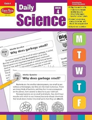 Evan-Moor Daily Science, Grade 4 Homeschooling & Classroom Resource Workbook, Printable Worksheets, Teaching Edition, Earth, Life, and Physical Science, Vocabulary, Test Prep, Hands-On Projects