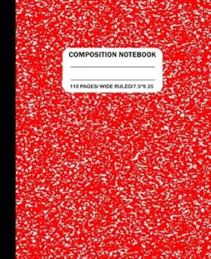 Red Composition Notebooks Wide Ruled: Red Marble Composition Notebook Wide Rule for Kids, Teens,Girls, Office & School Supplies