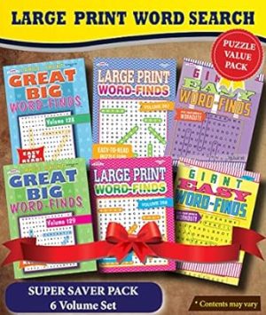 KAPPA Super Saver LARGE PRINT Word Search Puzzle Pack - (Pack of 6) Full Size Books