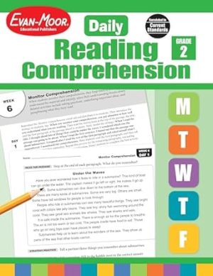 Evan-Moor Daily Reading Comprehension, Grade 2 - Homeschooling & Classroom Resource Workbook, Reproducible Worksheets, Teaching Edition, Fiction and Nonfiction, Lesson Plans, Test Prep