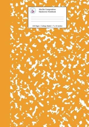 Marble Composition Hardcover Notebook College Ruled: Orange Marble Notebooks, School Supplies, Notebooks for School