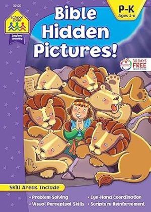 School Zone - Bible Hidden Pictures! Workbook - Ages 4 to 6, Preschool to Kindergarten, Christian Scripture, Old & New Testament, Search & Find, Picture Puzzles, and More (Inspired Learning Workbook)